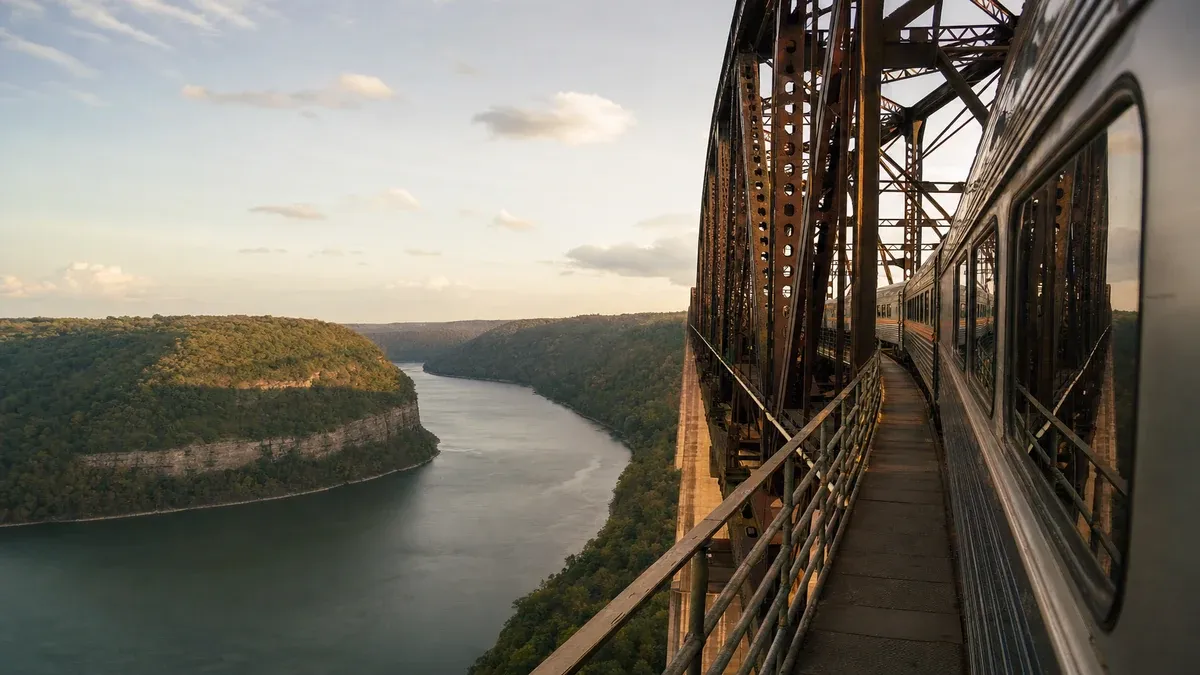 Route Highlights illustrated scenic rail scene