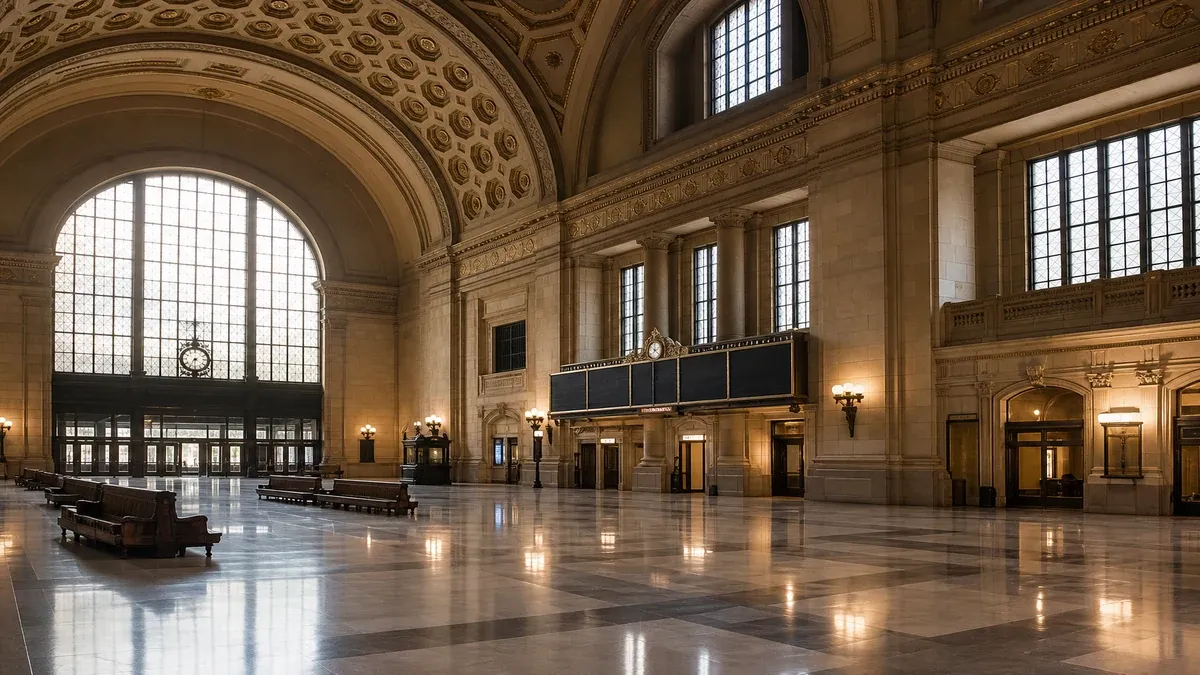 Train Stations illustrated scenic rail scene